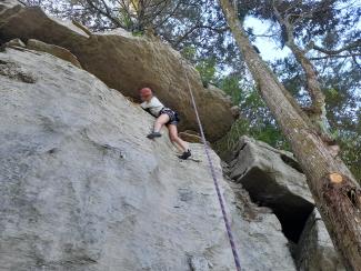 First climb to overhang on Valley Road Crag