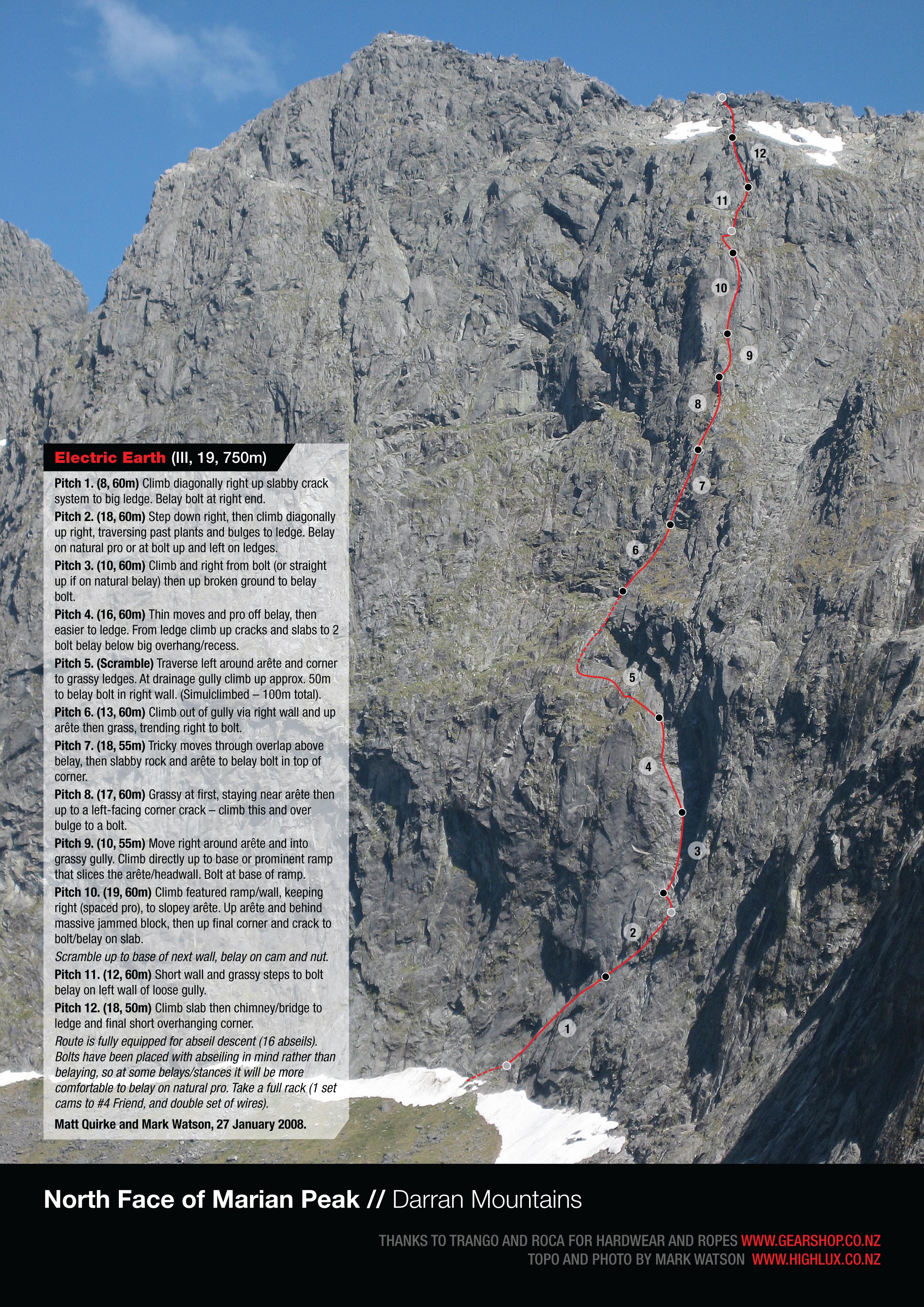 Electric Earth on the North Face of Marian Peak, Darran Mountains