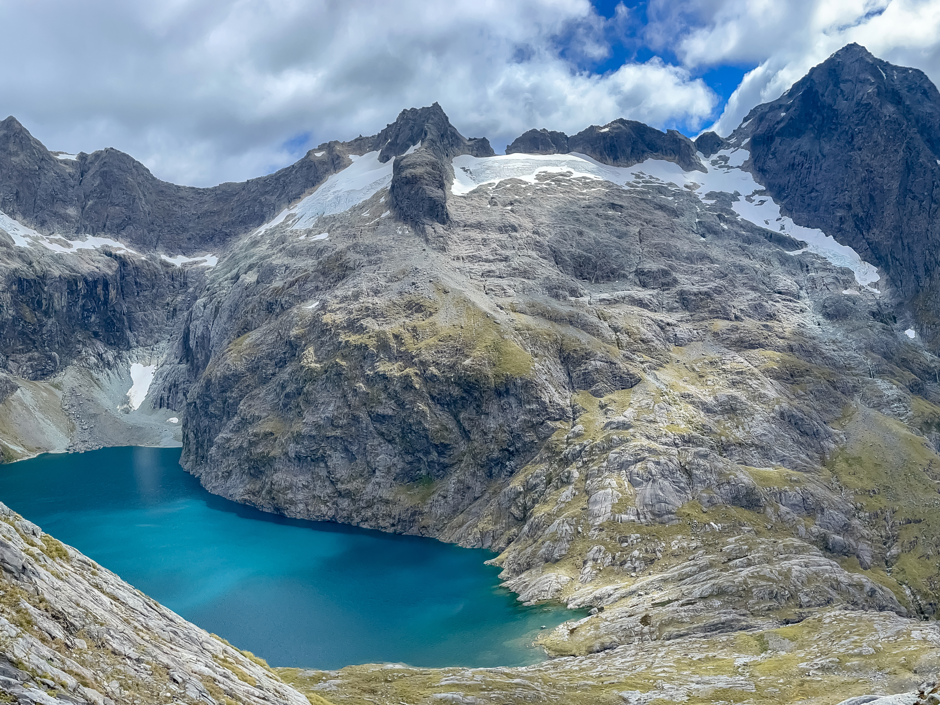 Pakihaukea Pass, centre skyline, above Lake Turner