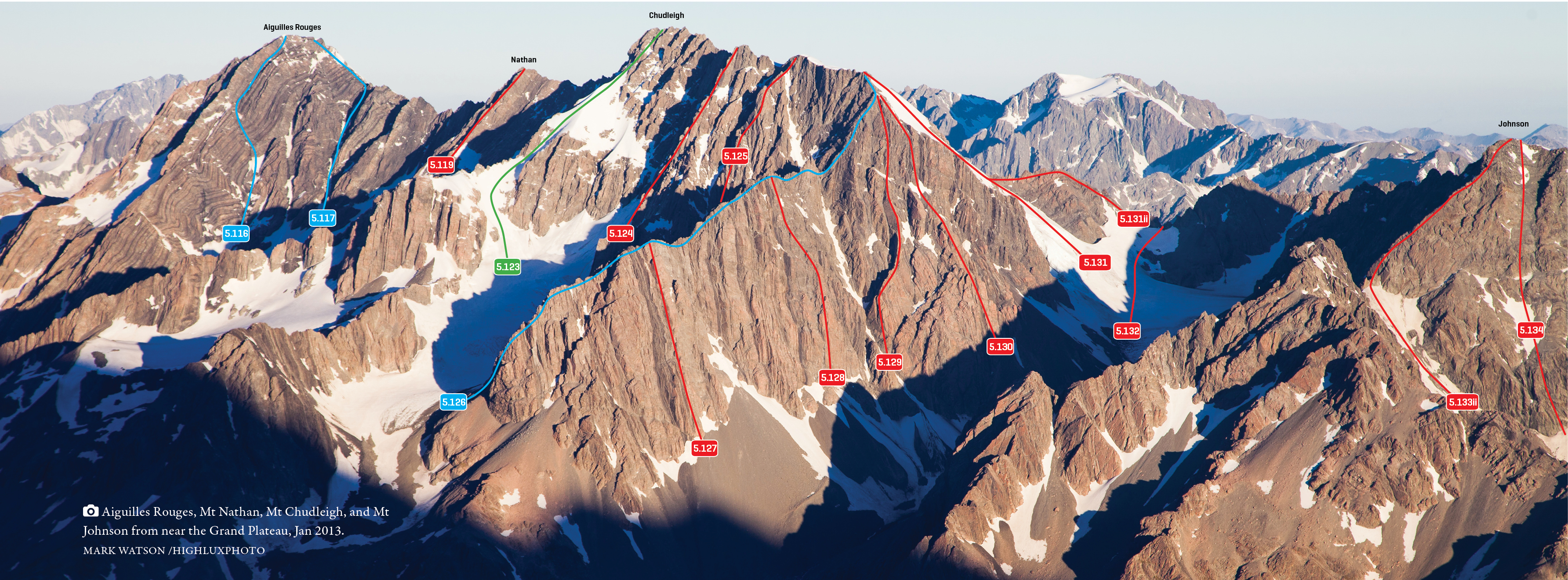 Aiguilles Rouges and Mts Nathan, Chudleigh and Johnson from near the Grand Plateau, January 2013
