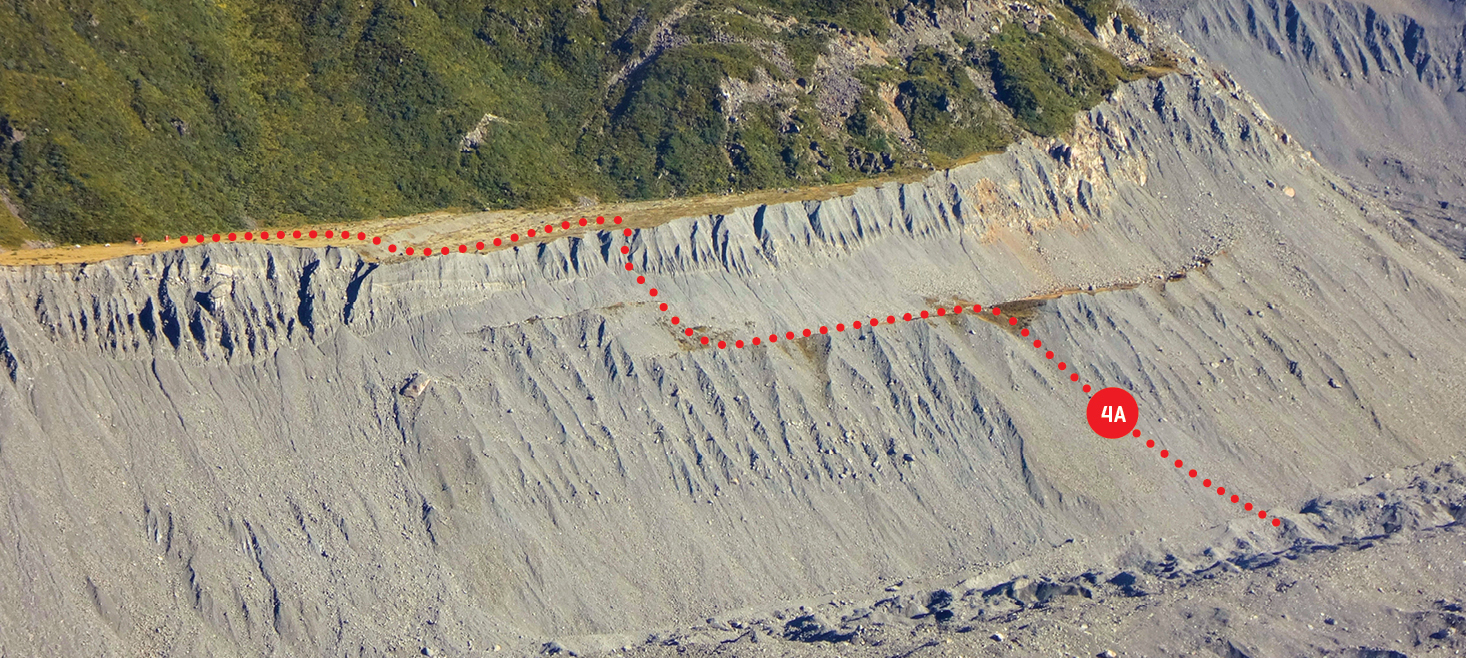 Access route in 2017 from Ball Hut down on to the Tasman Glacier