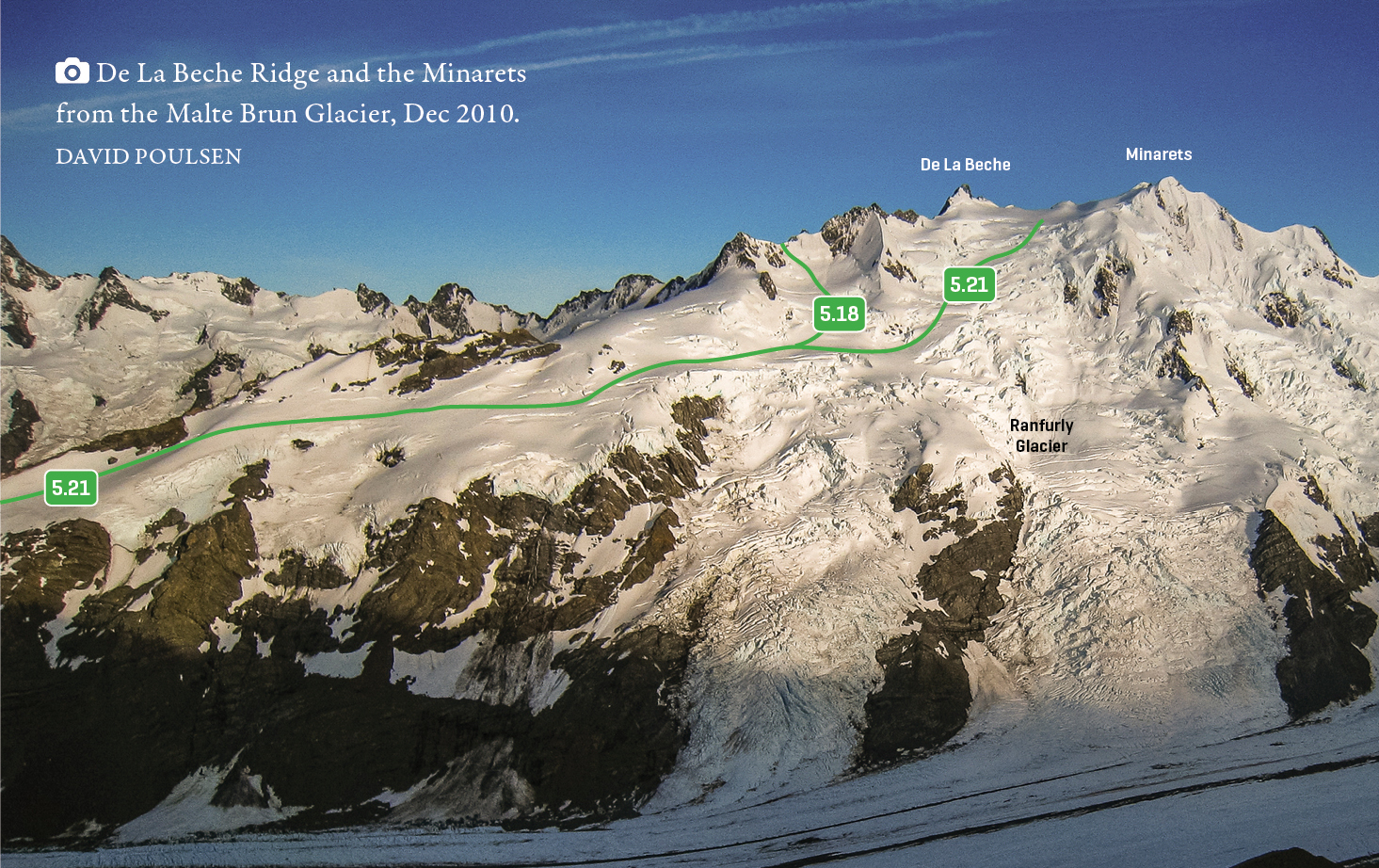 De La Beche and the Minarets from the Malte Brun Glacier, December 2010