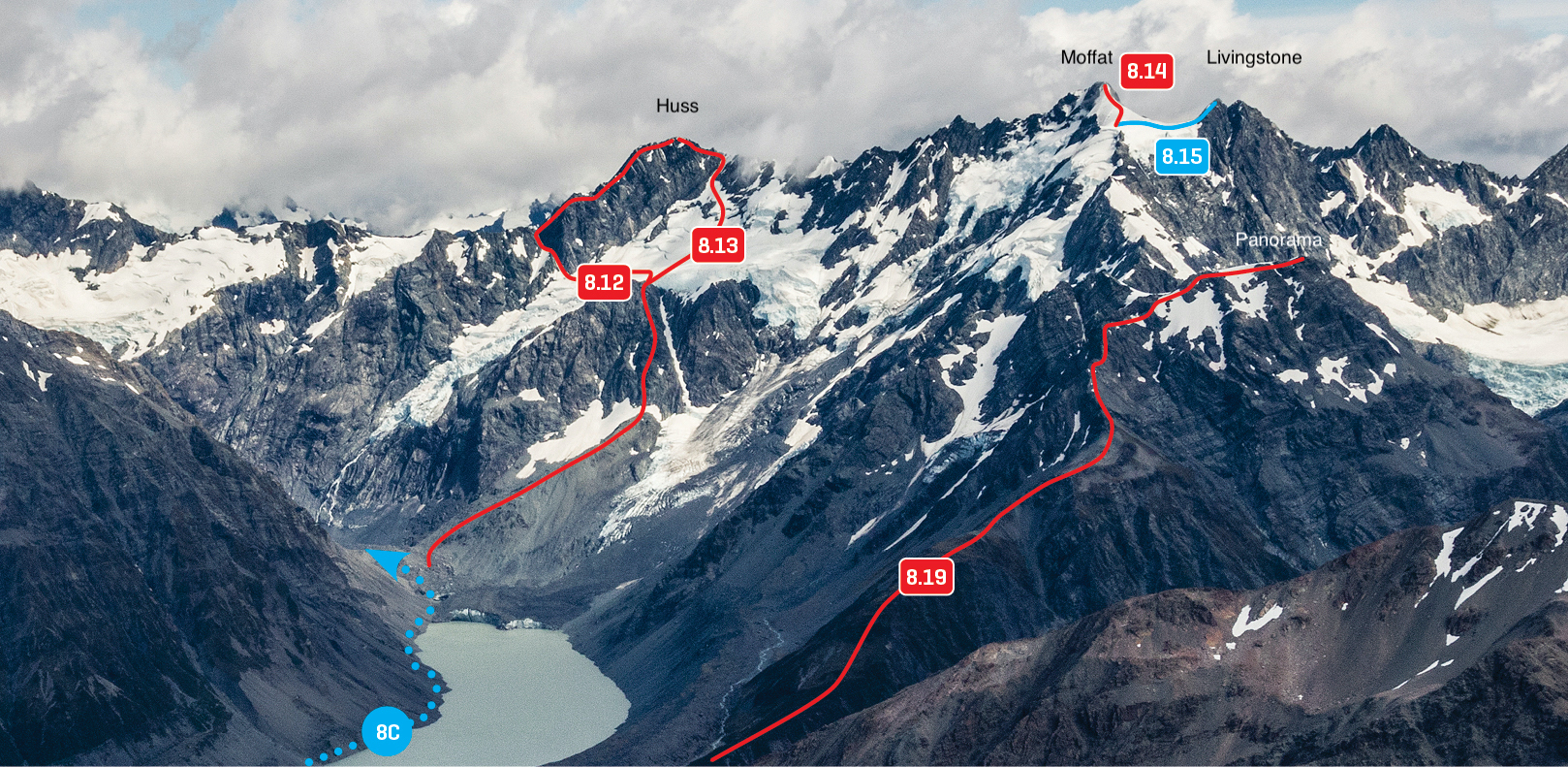 Mt Huss and Mt Moffat East above Classen Lake, February 2015 