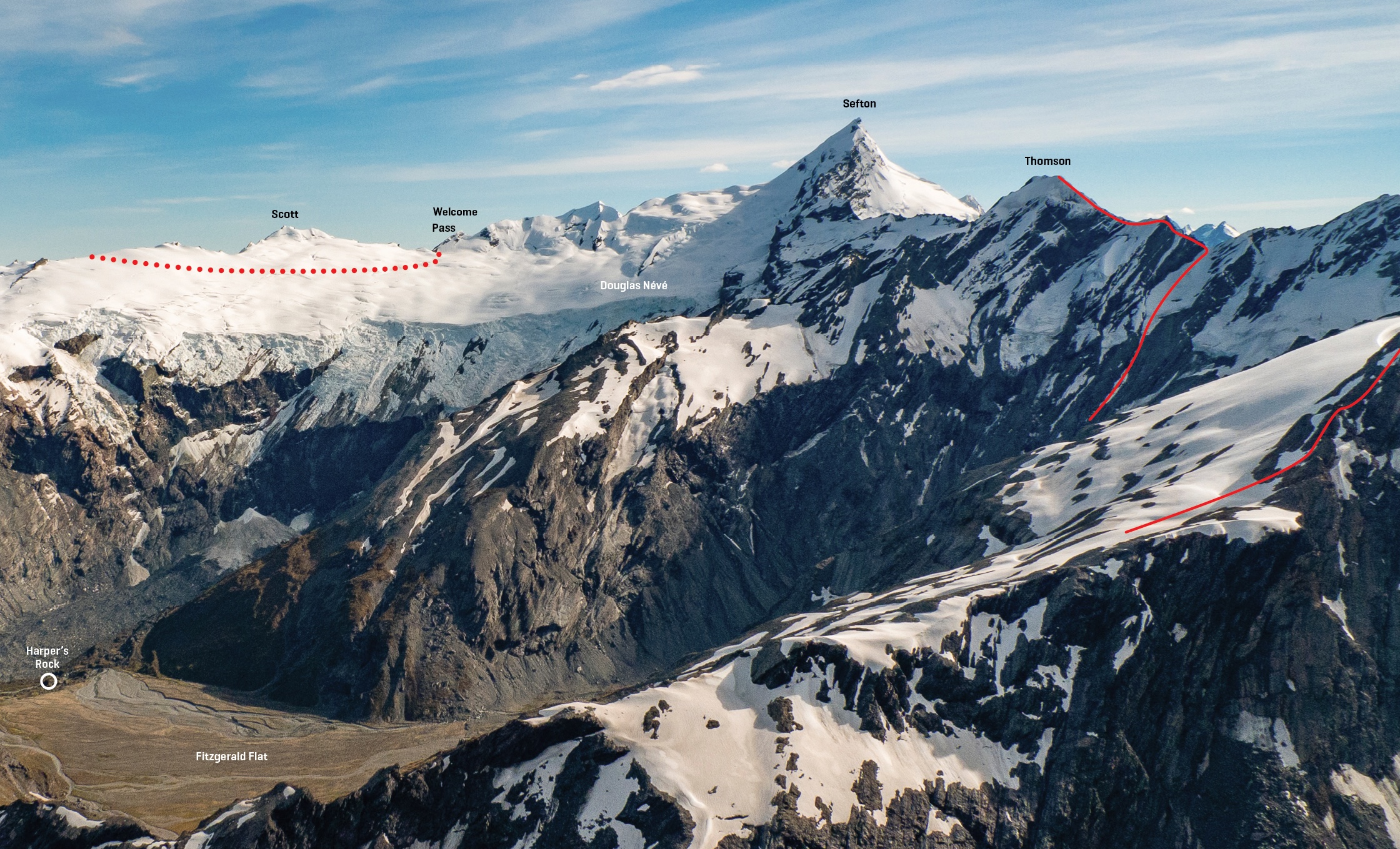 South-east ridge of Mt Thomson and Fitzgerald Flat, December 2013