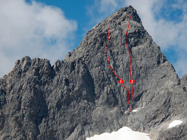 Te Wera, South West Face, West Ridge on left, South Ridge on right. Photo: Richard Thomson
