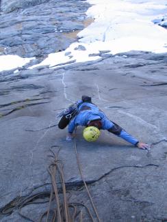 Tom Riley, first ascent of Quiet Earth, NE Face Barrier Knob