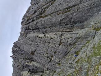 A Thoughtful Pause - lower buttress above climber. Mandate is right of centre.jpg