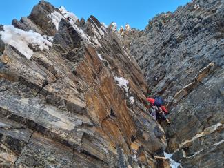 The rock corner, 2 pitches below ridge