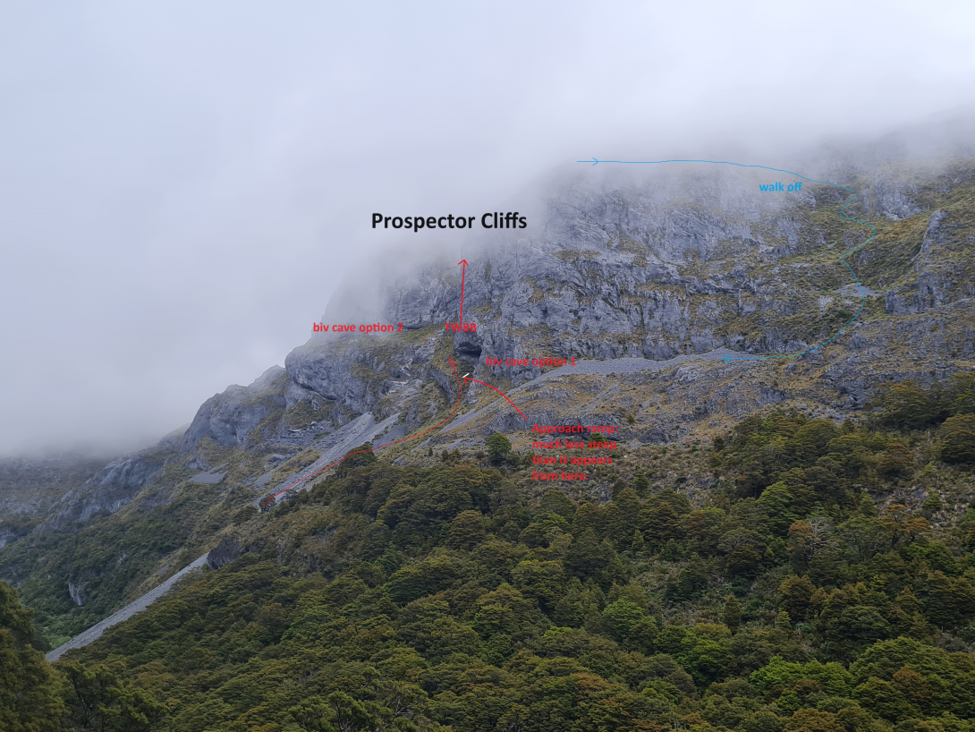 prospector cliffs approach/ descent overview
