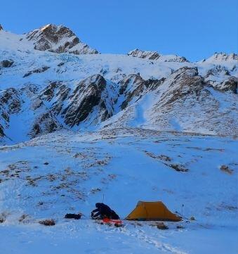 camp below mt tewha in snowy creek