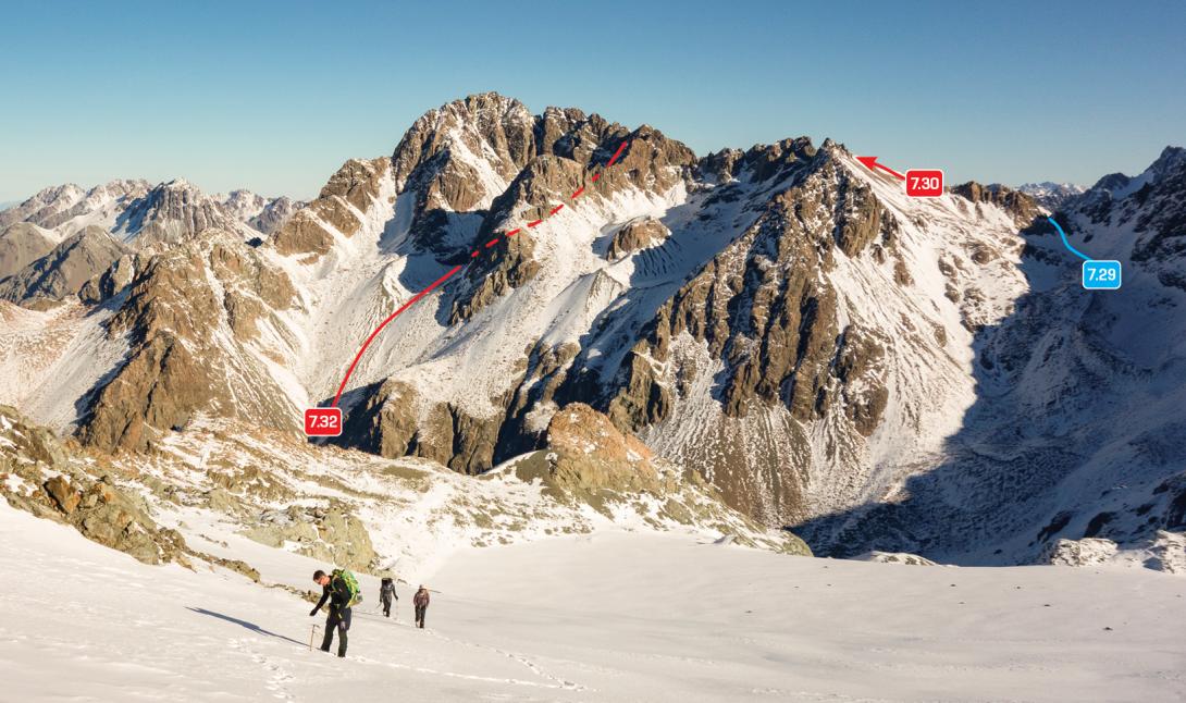 Mt Lucia and Kehua Pass from the Ridge Glacier, May 2017