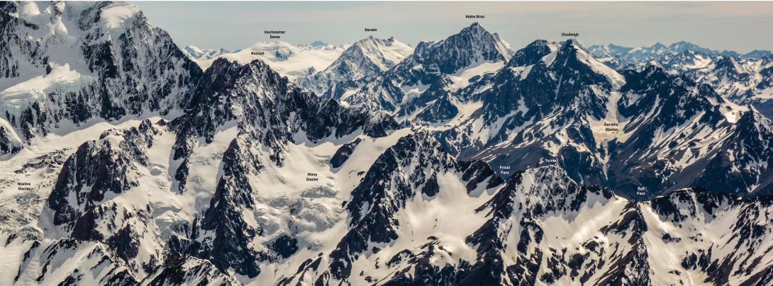 South faces of the Kirikirikatata Mt Cook Range, November 2015 