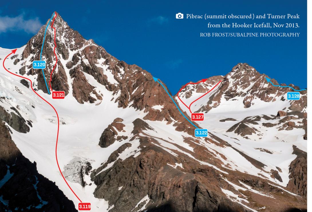 Pibrac and Turner Peak from Hooker Glacier, November 2013 