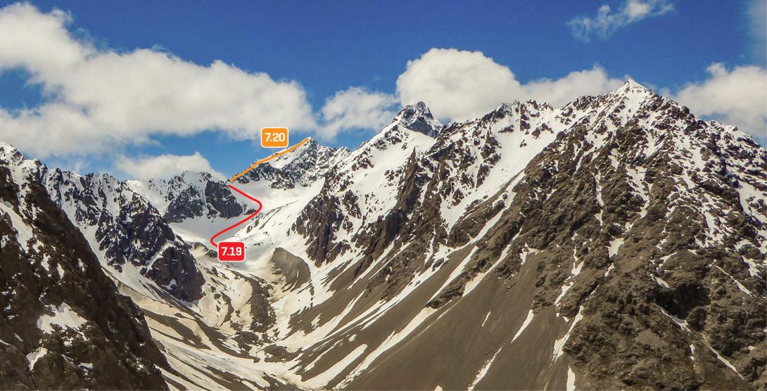 Abbey Pass and The Abbott at the head of Pinnacle Stream, November 2016