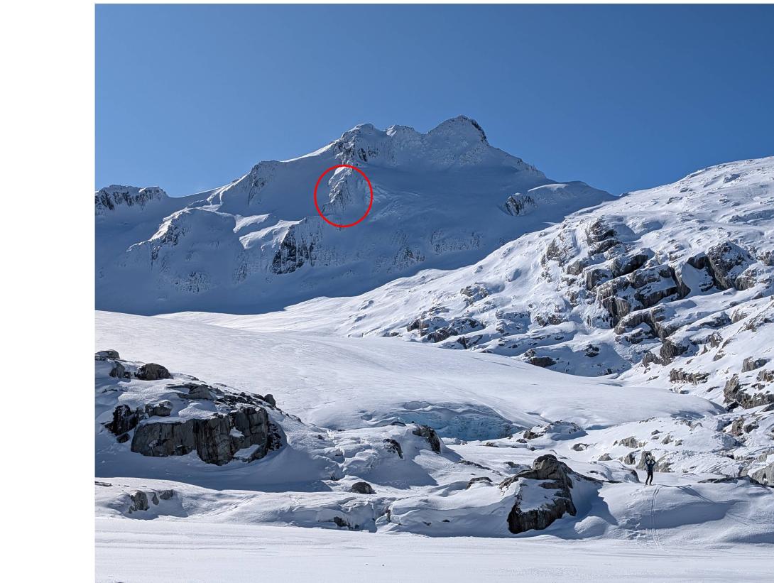 The location of the crag, looking from the glacial moraine