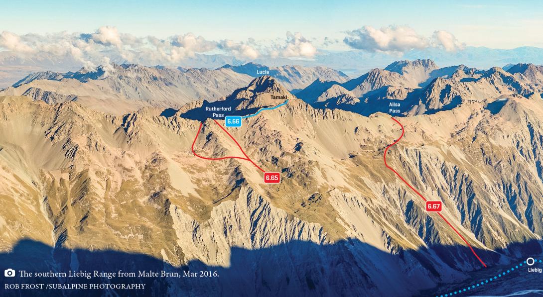 Southern Liebig Range, Rutherford Pass to Ailsa Pass, March 2016