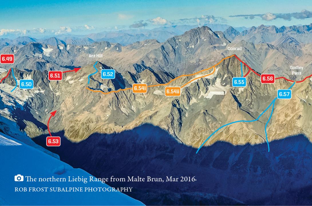 Liebig Range from Mt Richmond to Godley Pass, March 2016