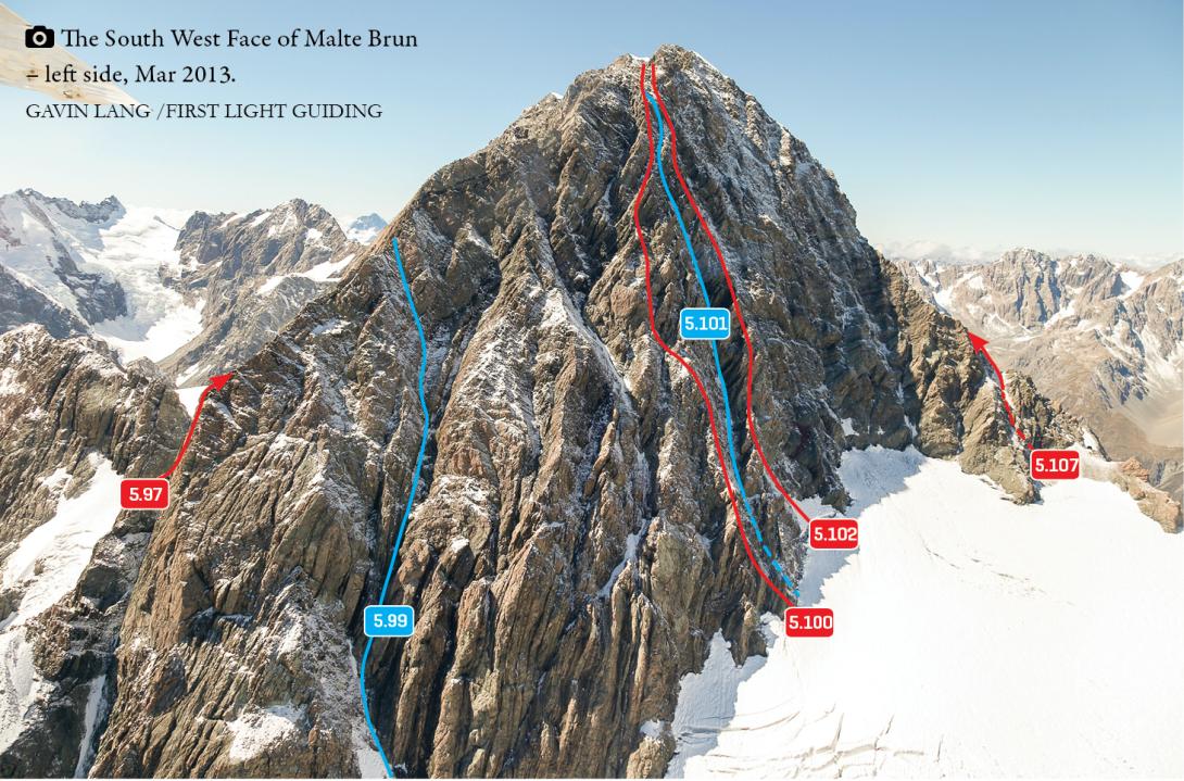 South West Face of Malte Brun, left side, March 2013