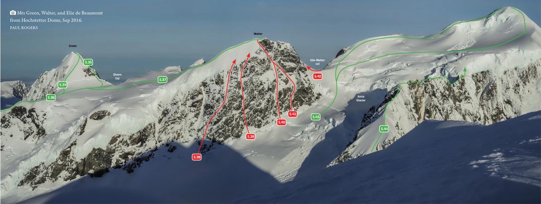 Mts Green, Walter and Elie de Beaumont from Hochstetter Dome, September 2016 