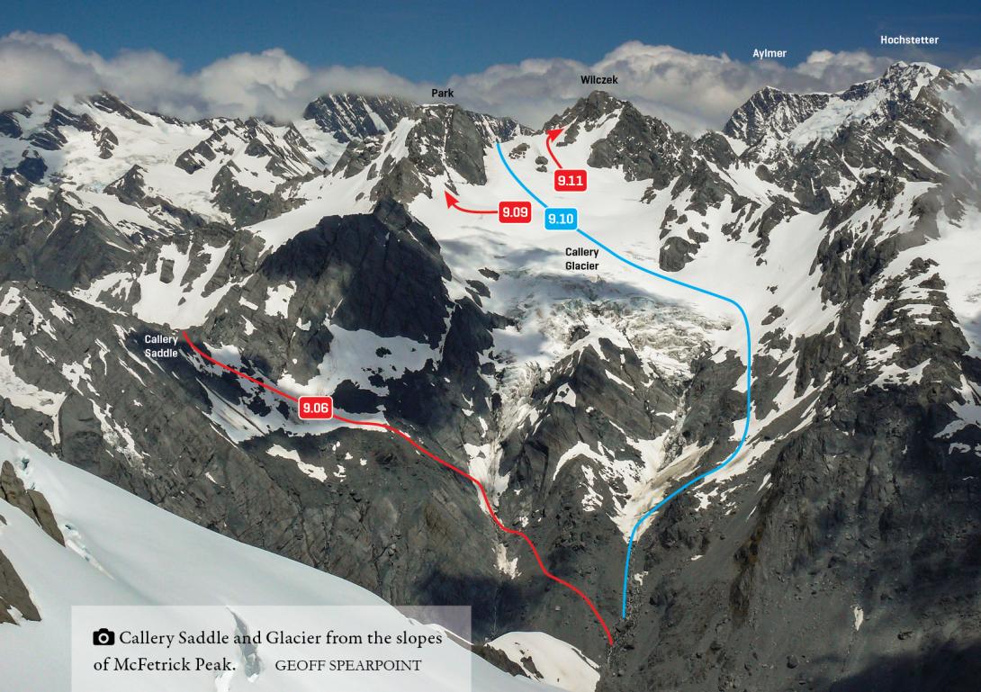 Callery Saddle and Glacier from the slopes of McFetrick Peak