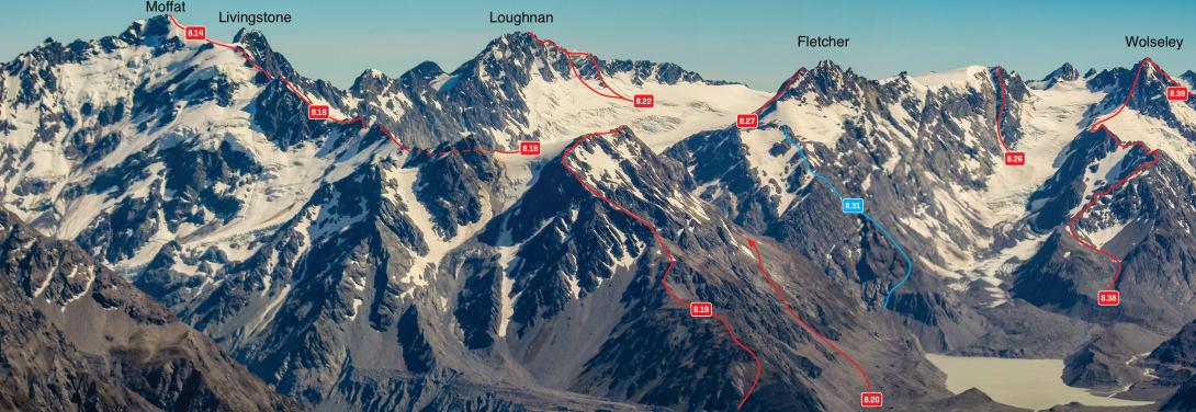 Peaks above the Grey and Maud Glaciers – Moffat to Wolseley, December 2011 