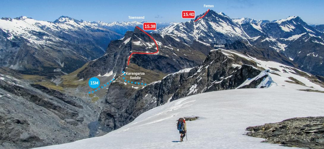 Karangarua Saddle, Mt Townsend and Fettes Peak, December 2015 
