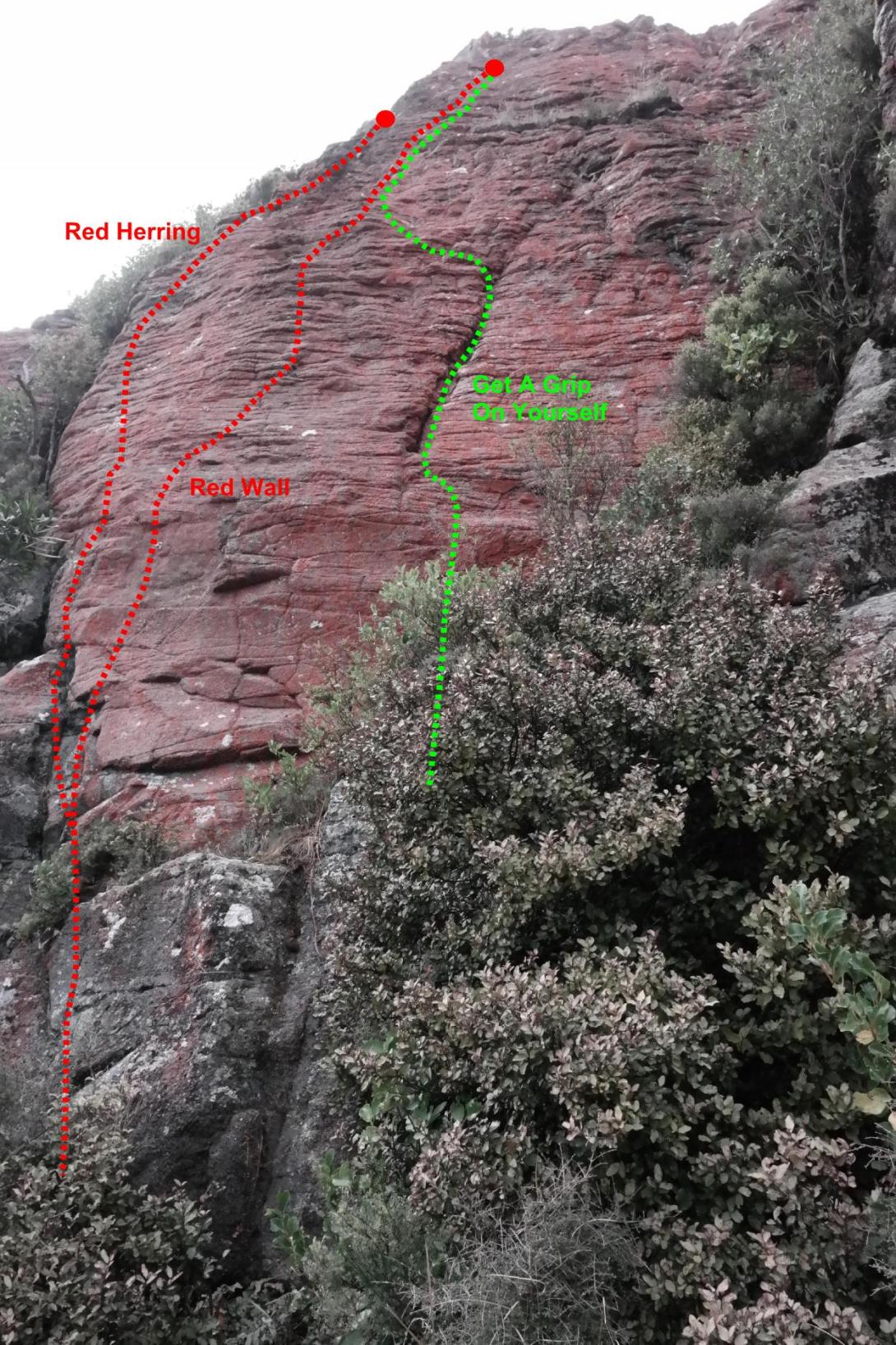 Red Wall, with the existing routes shown accurately and the route Red Herring added.